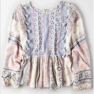 NWT American Eagle boho tassel blouse